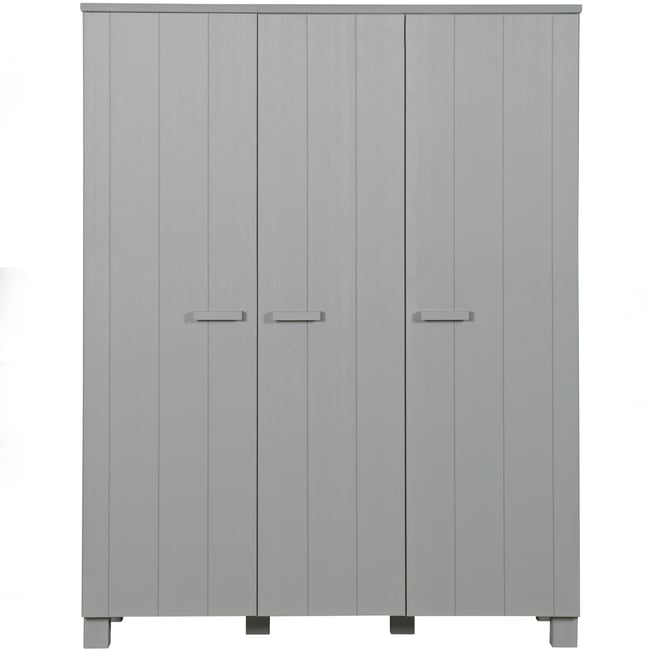 Armoire 3 portes en pin DENNIS Couleur gris béton <span itemprop=
