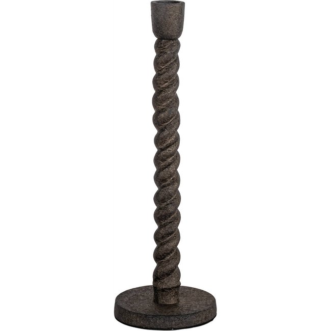 Bougeoir sculptural en aluminium vieilli Couleur laiton antique <span itemprop=