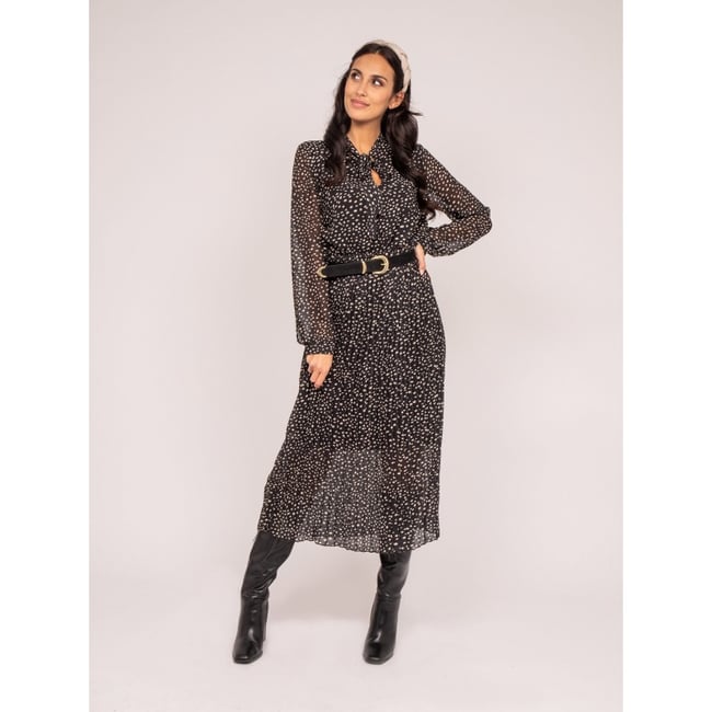 Robe Longue Motifs Iold noir <span itemprop=
