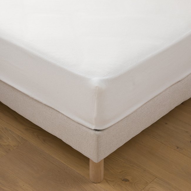 Protège matelas molleton coton bio H30cm Couleur blanc <span itemprop=