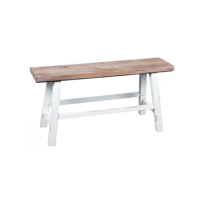 Banc blanc et bois naturel Baki Couleur naturel <span itemprop=