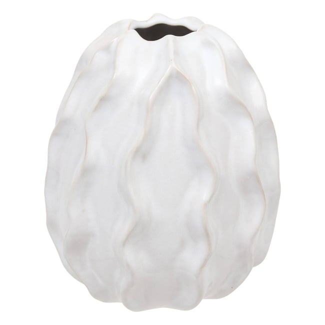 Vase texturé organique en grès émaillé SANDRI Couleur blanc <span itemprop=