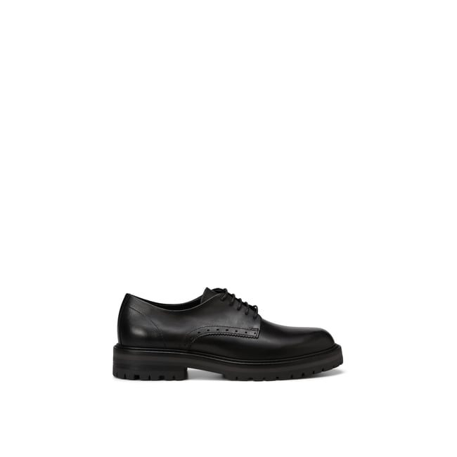 Chaussures derbies à lacets, modèle Massimo en cuir de vache noble noir <span itemprop=