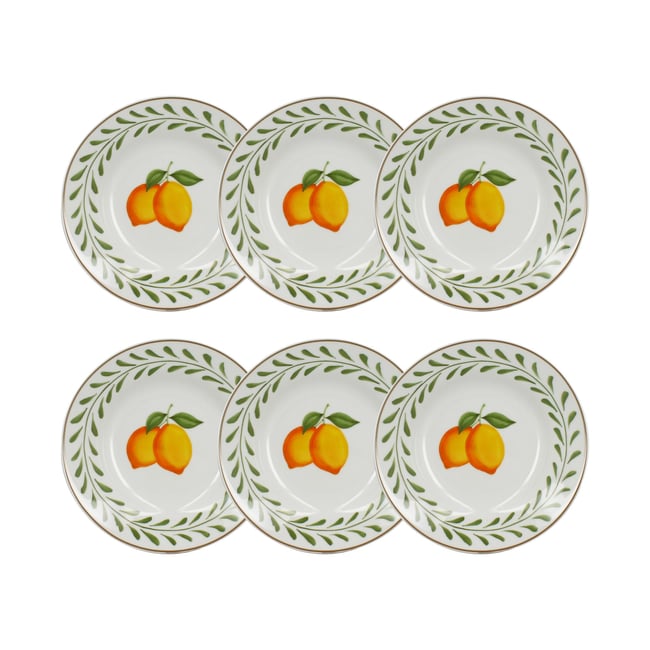 Lot de 6 assiettes creuses en porcelaine, LEMON Couleur blanc <span itemprop=