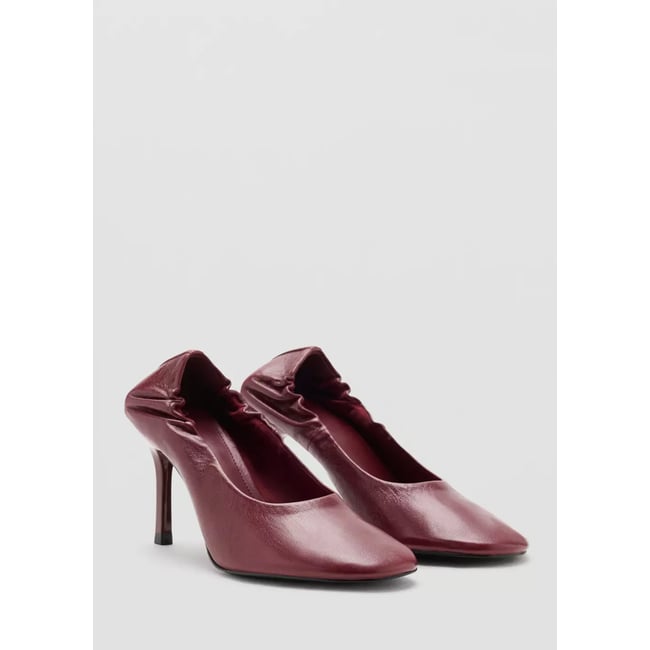 Chaussures à talon en cuir bout pointu bordeaux <span itemprop=