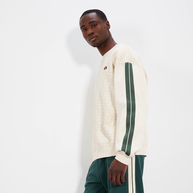 Sweat col rond imprimé crème <span itemprop=