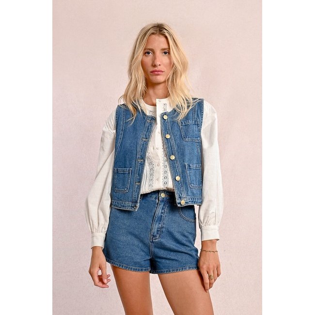 Jeans-Gilet denim blue <span itemprop=