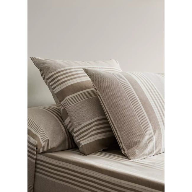 Taie d'oreiller 100 % coton à rayures 50 x 75 cm tabac <span itemprop=