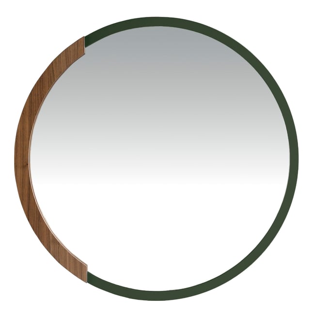Miroir mural rond bois Couleur noyer | noir <span itemprop=