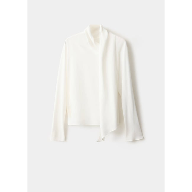 Blouse à col noué écru <span itemprop=