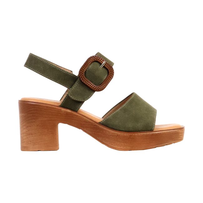 Sandales à Talon kaki <span itemprop=