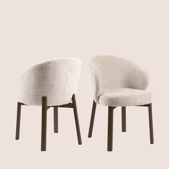 Chaises en tissu beige et pieds chêne fumé (lot de 2) - YUNA Couleur beige <span itemprop=