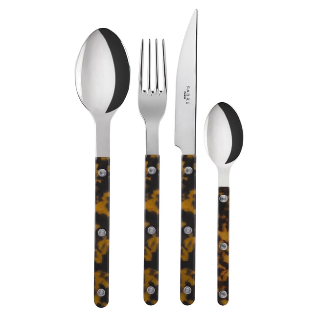 Ménagère 24 pièces, Bistrot Couleur effet écaille <span itemprop=