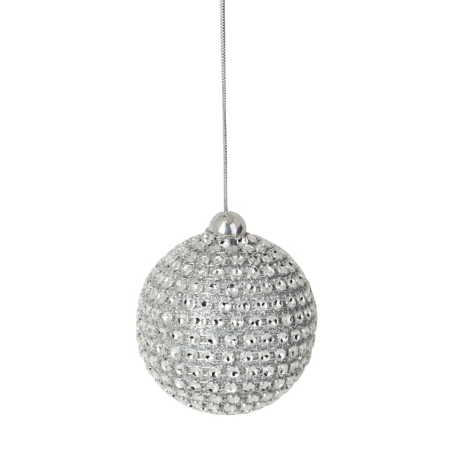 6 boules argenté strass de noel Couleur argent <span itemprop=