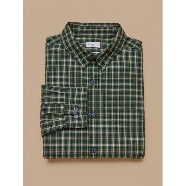 Chemise popeline carreaux  - coupe ajustée carreaux ecossais <span itemprop=