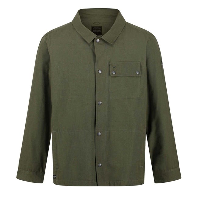 Chemise manches longues motif/style uni JAYDEN vert kaki <span itemprop=