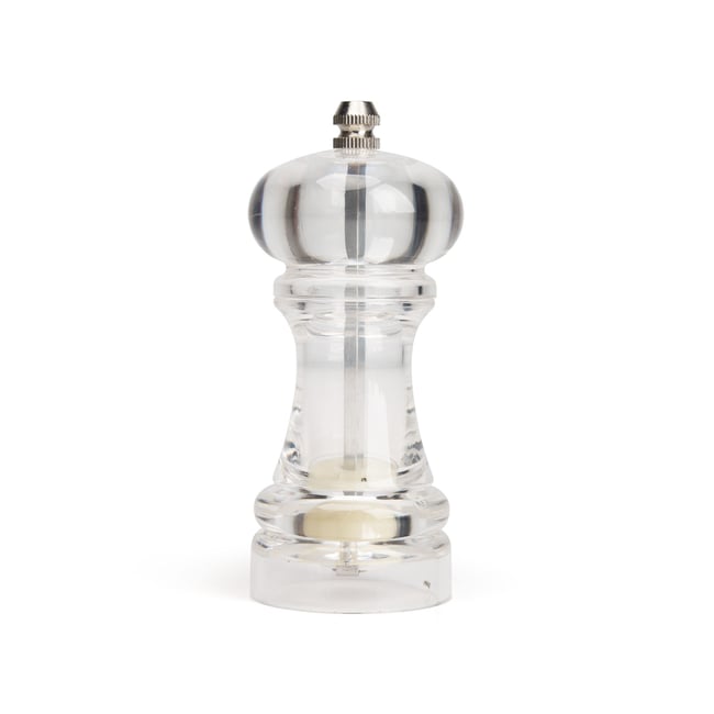 Moulin sel ou poivre 14cm en acrylique transparent <span itemprop=