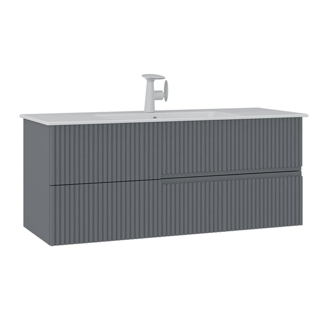 Meuble vasque suspendu 120 cm, 2 tiroirs rainurés ORA - PIER IMPORT