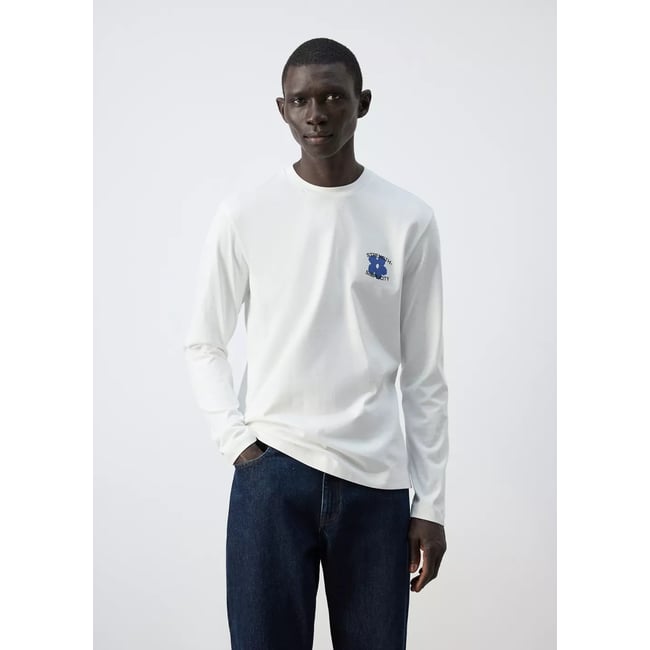 T-shirt 100 % coton imprimé blanc <span itemprop=