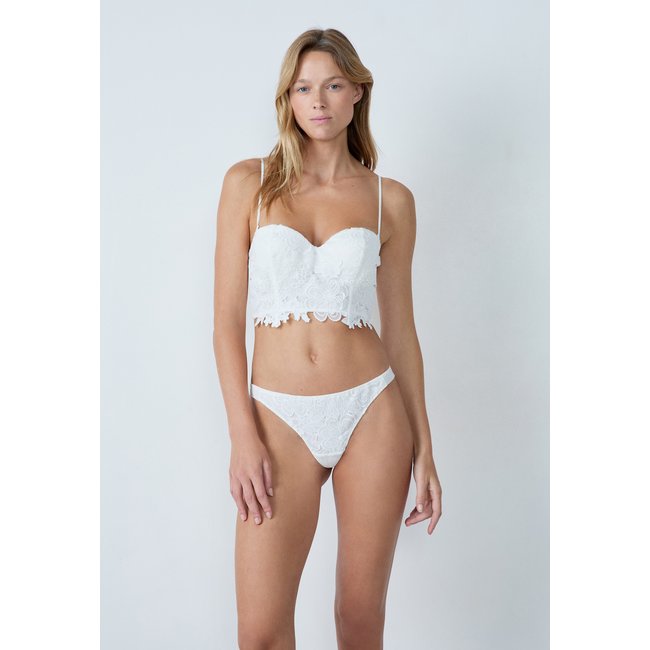 Soutien-gorge bustier coques fines avec broderies PROMESSE ecru <span itemprop=