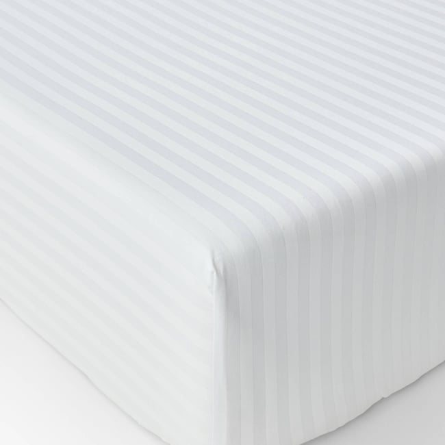 Drap housse, satin de coton bio blanc <span itemprop=