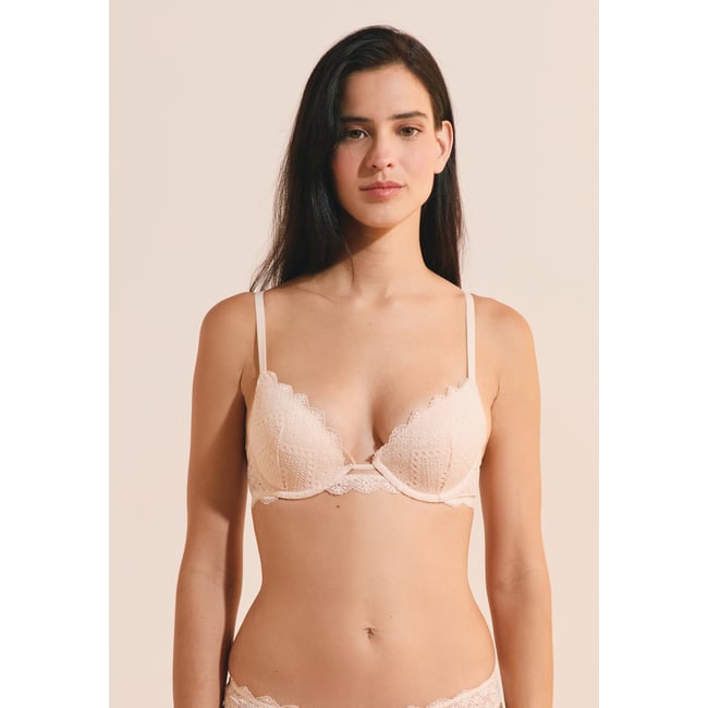 Soutien-gorge N.2 - Le push-up plongeant en dentelle ECLIPSE blush <span itemprop=