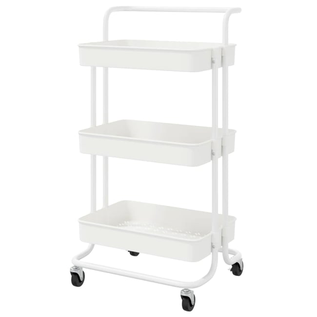 Desserte en métal et plastique blanc 42x38x84cm Couleur blanc <span itemprop=