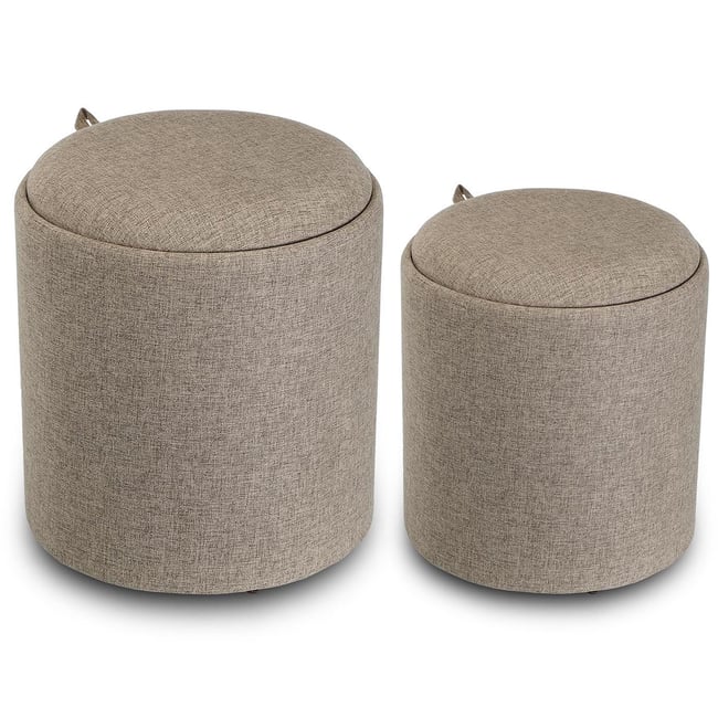 Set de 2 poufs coffres avec plateaux beige 39x39x44cm Couleur v002235 <span itemprop=
