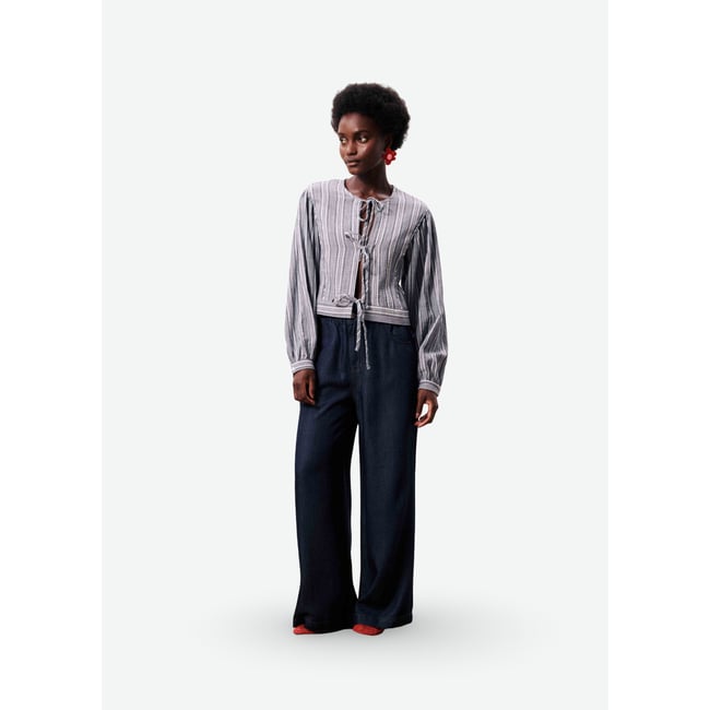Blouse en coton AMURINA bleu jean <span itemprop=