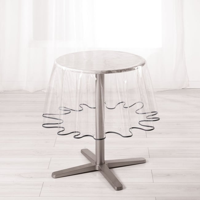 Nappe ronde  transparente ourlet coloré - DOUCEUR D'INTÉRIEUR