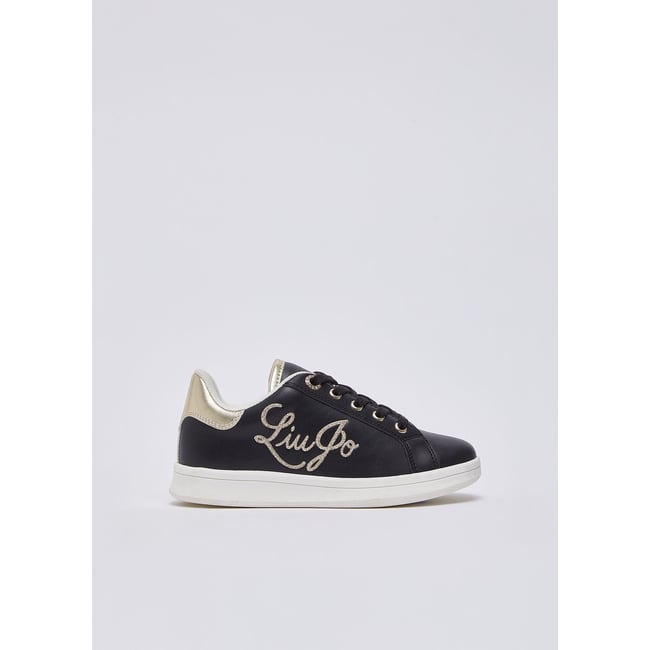 Sneakers avec logo pailleté noir et or <span itemprop=