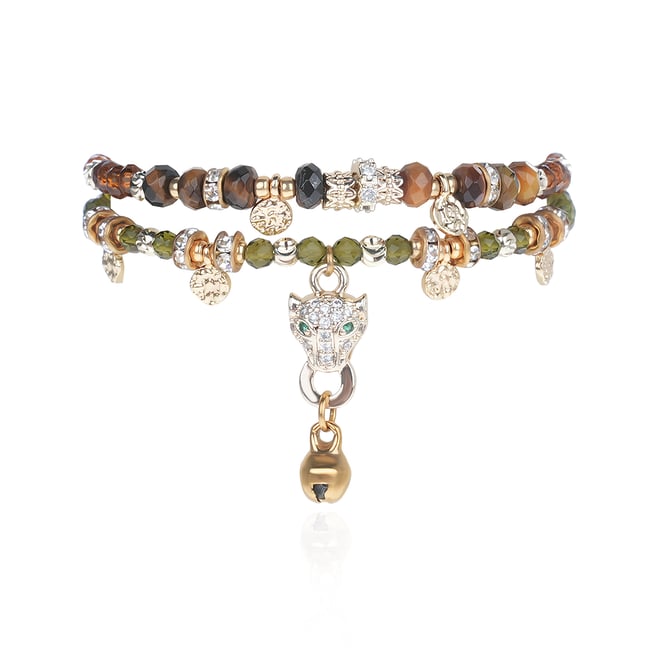 Bracelet perles et pendentif UTICA ambre <span itemprop=