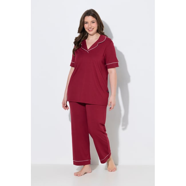 Pyjama col à revers et manches courtes rouge pur <span itemprop=