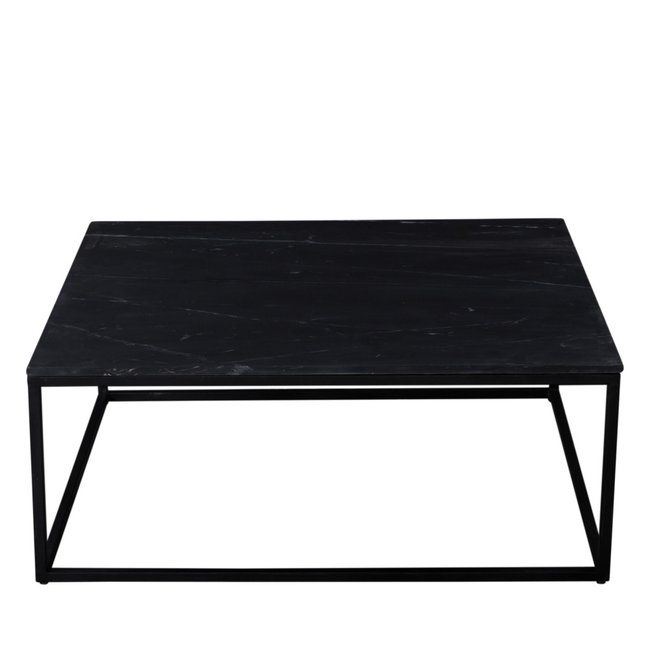 Table basse carrée en marbre et métal 100x100cm- SAKU Couleur noir <span itemprop=