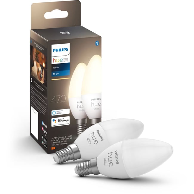 Ampoule LED connectée E14 White Flamme pack de 2 Couleur coloris unique <span itemprop=