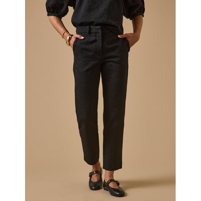 Pantalon cigarette raccourci  Léo noir <span itemprop=