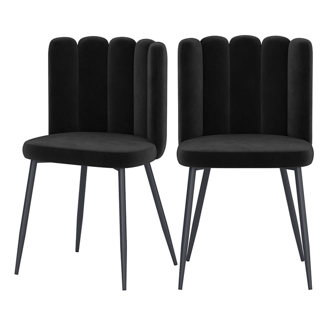 Lot de 2 chaises en velours et pieds en métal - ROSY - MAISON PAVANE