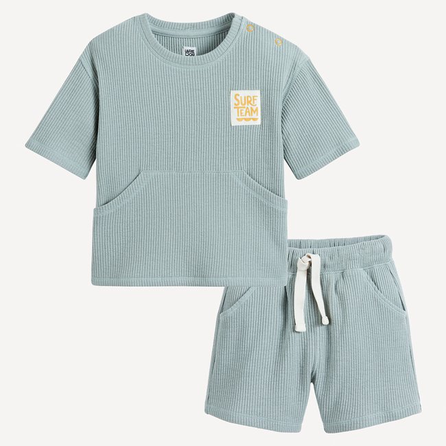 Conjunto 2 peças, t-shirt e calções azul <span itemprop=