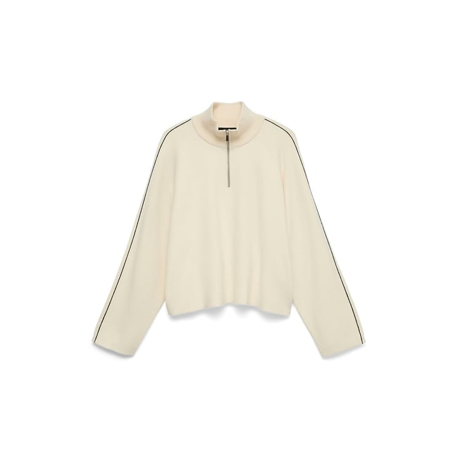 Jersey de manga larga y cuello alto con cremallera crudo <span itemprop=