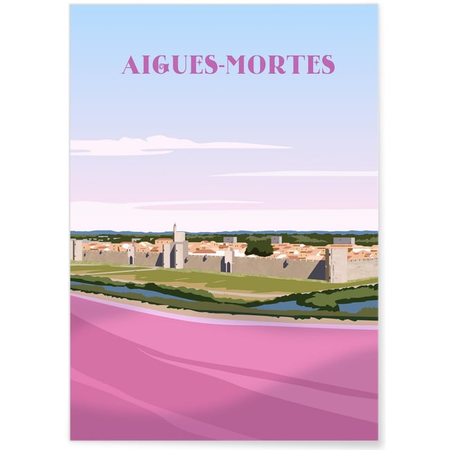 Affiche ville Aigues-Mortes Couleur blanc <span itemprop=