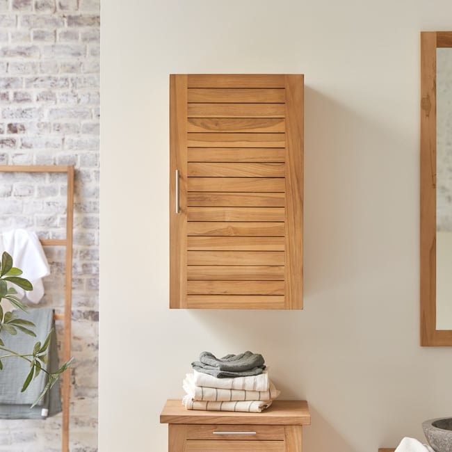 Colonne de salle de bain en Teck massif, SOHO Couleur naturel <span itemprop=