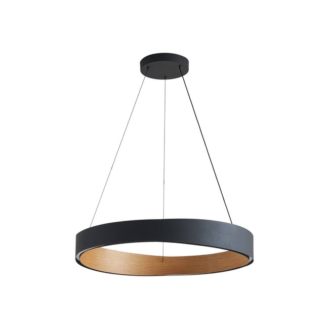 Suspension en métal designLED, Daelor Couleur noir, couleur bois <span itemprop=