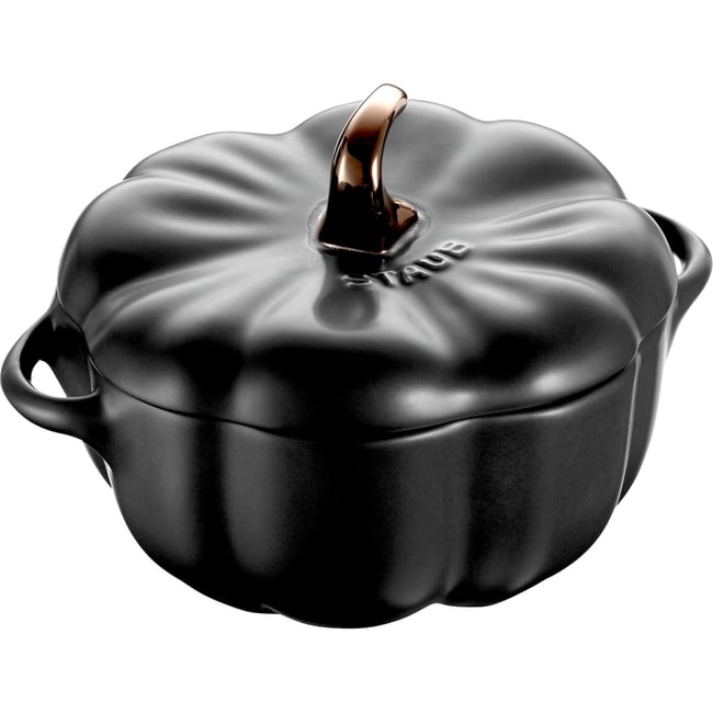 Cocotte citrouille noir mat 12 cm céramique noir <span itemprop=