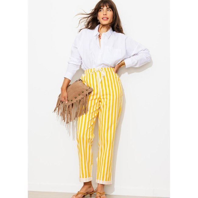 Pantalon rayé rayé jaune <span itemprop=