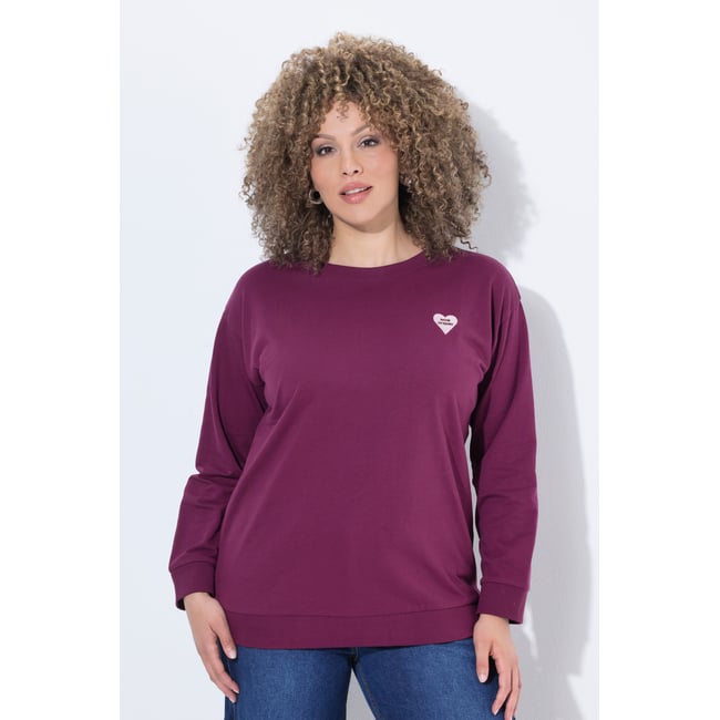 Sweat-shirt avec cœur brodé, coupe oversize baies foncé <span itemprop=