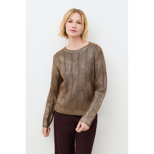 Pull droit cachemire col rond MVAL marron <span itemprop=