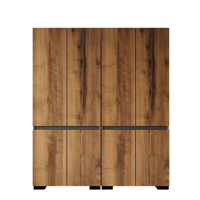 Armoire penderie 8 portes 1 tringle décor noyer et anthracite 180 cm BYRON Couleur marron <span itemprop=