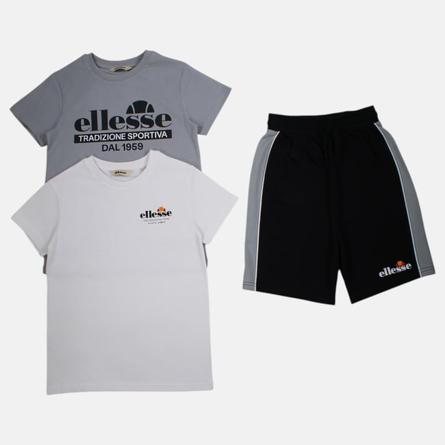 Lot de 2 t-shirts manches courtes et short TEAM gris clair <span itemprop=