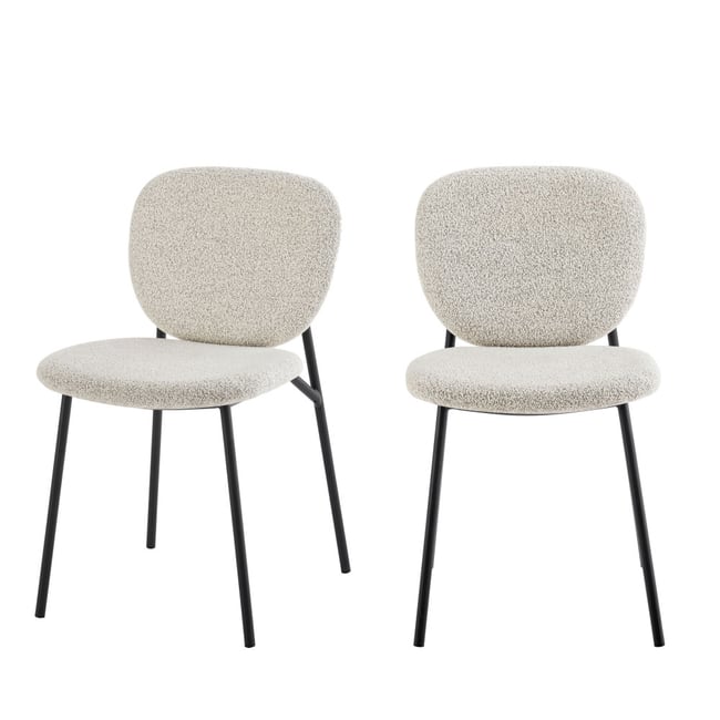 Lot de 2 chaises en tissu et métal- DALBY Couleur écru chiné <span itemprop=