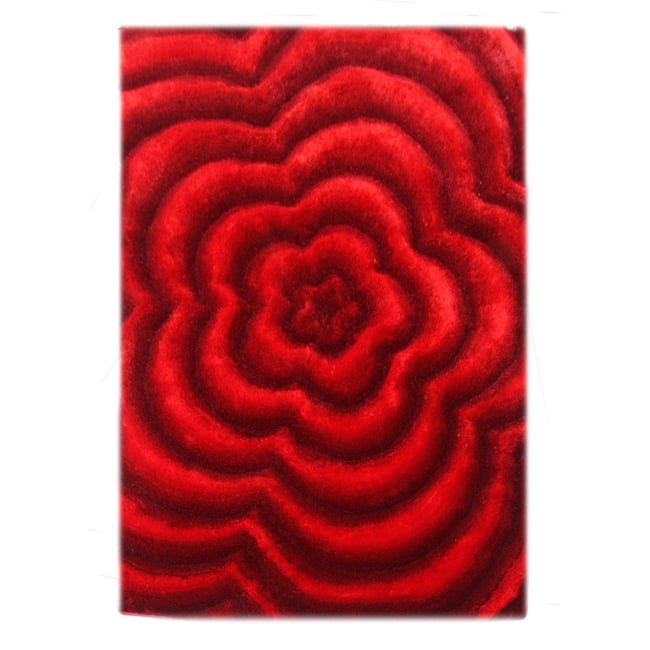 Tapis salon Landscape tufté main épais Couleur rouge <span itemprop=